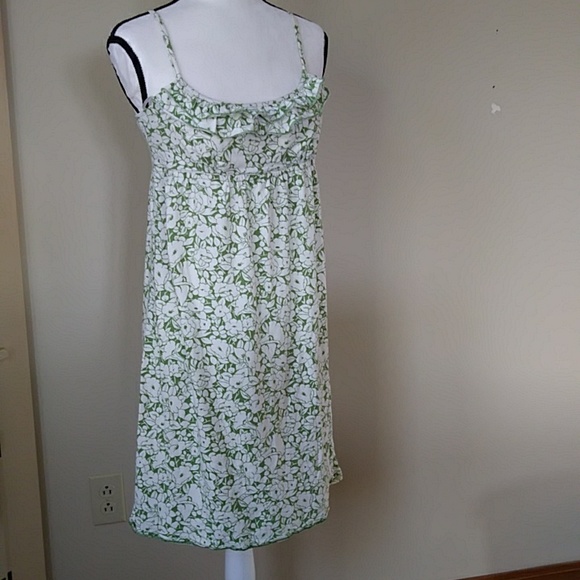 Ann Taylor Loft Floral Tiered Ruffle Empire Waist Sundress S Green White Pattern - Picture 10 of 16